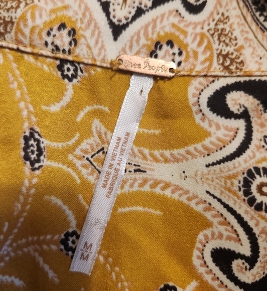 FREE PEOPLE FIELD OF BUTTERFLIES PAISLEY TOP BOHO TUNIC DRESS SIZE M - Picture 6 of 8